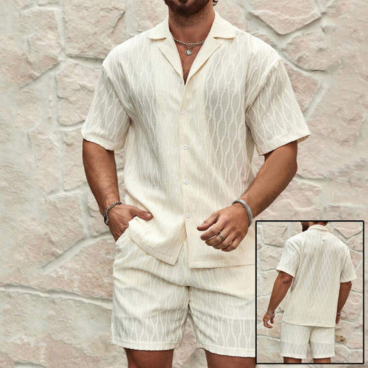 Men’s Summer Casual Textured Shirt & Shorts Set – Lightweight Breathable Vacation Outfit 🔥Limited offer from $34.99 to $26.88🔥